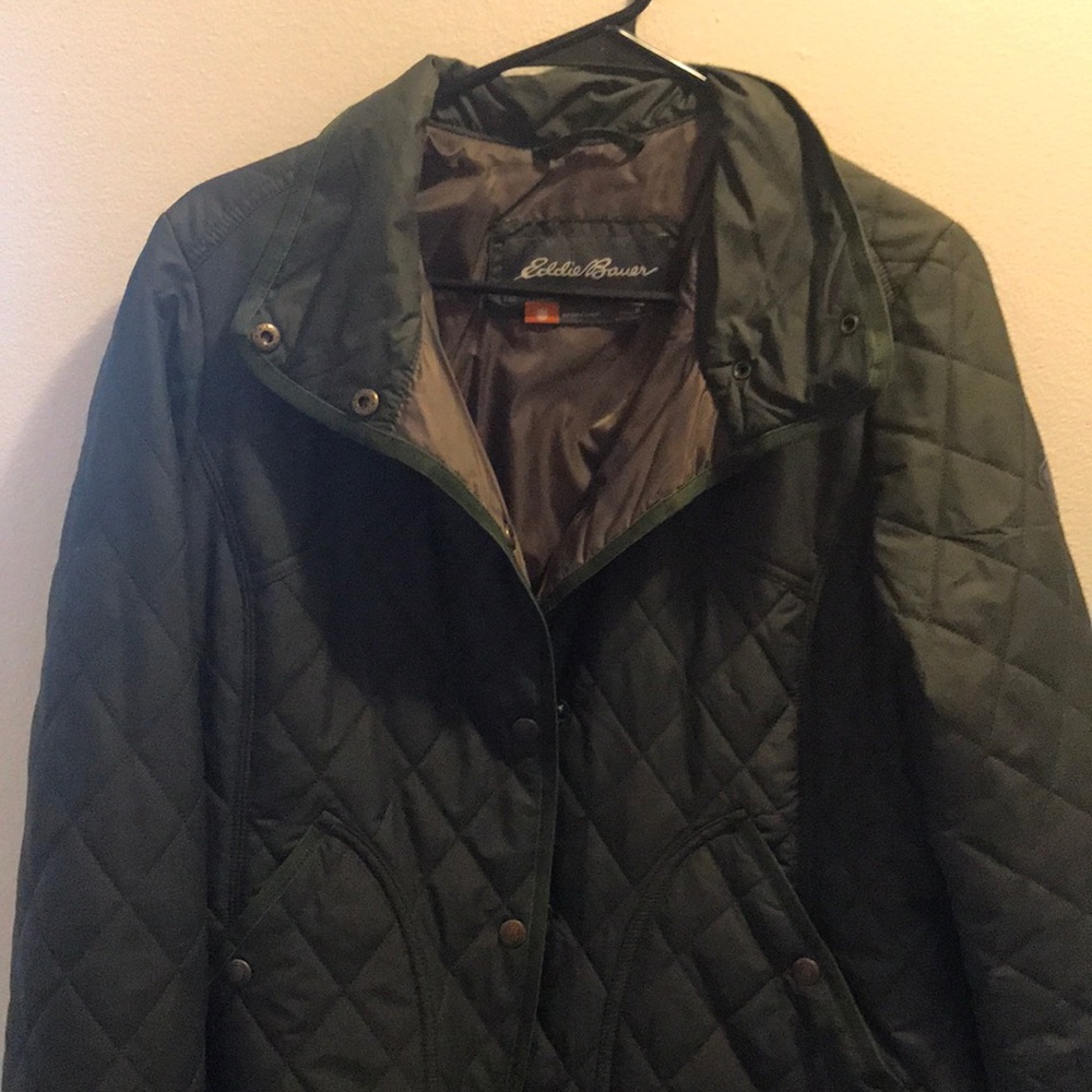 Eddie Bauer olive green quilted jacket